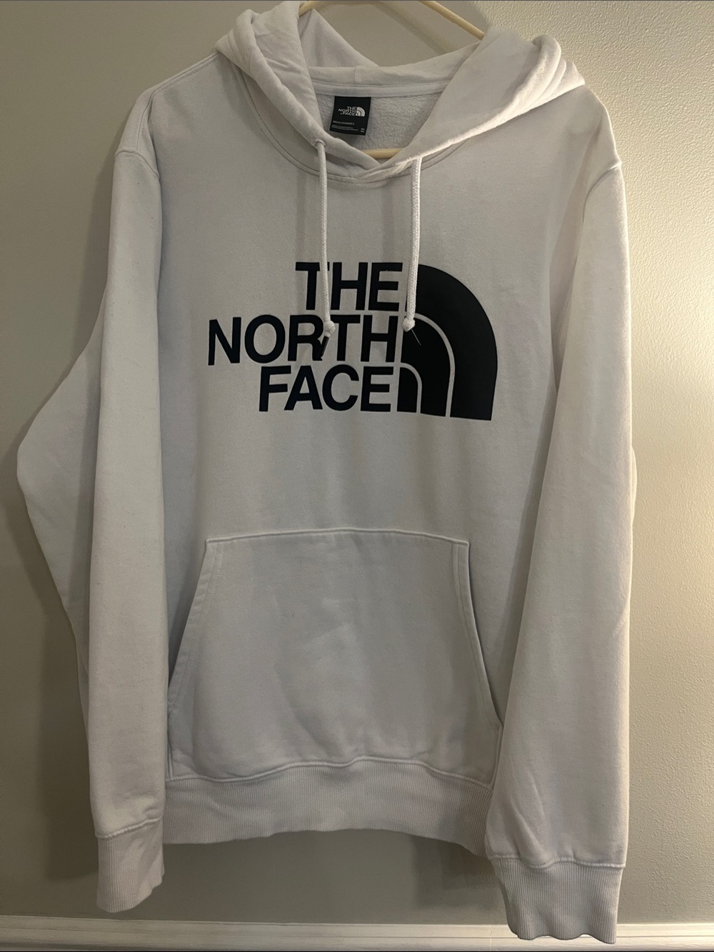 The North Face Men’s White Crewneck Hoodie with Black Logo